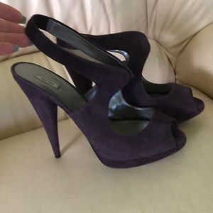Miu Miu Dark Purple Suede Slingback Heels, 39.5, 9